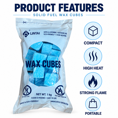 Blue Solid Fuel Wax Cubes for Commercial Hot Pot & Dry Pot Warmers and Wood Stove Fire Starting