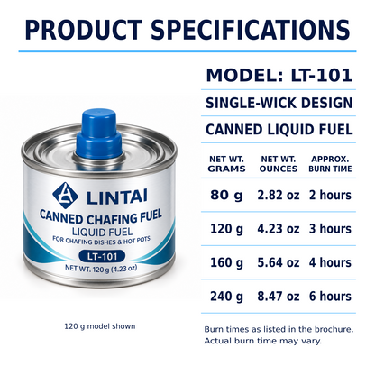 Green Canned Fuel for Chafing Dishes, Buffet Warmers and Hot Pots – Low-Odor Liquid Fuel